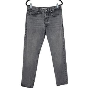 Topman Men's Button Fly Gray Wash Cotton Straight Leg Jeans Size 32 X 30